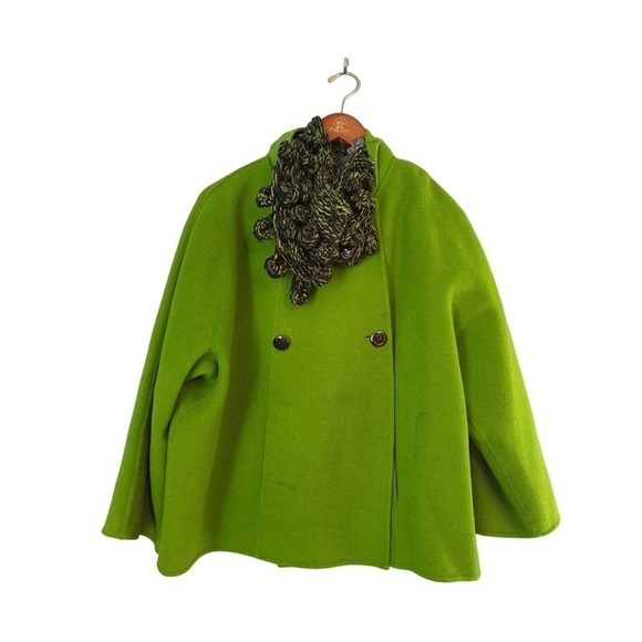Per se lime green wool  jacket /scarf Large - Picture 1 of 6